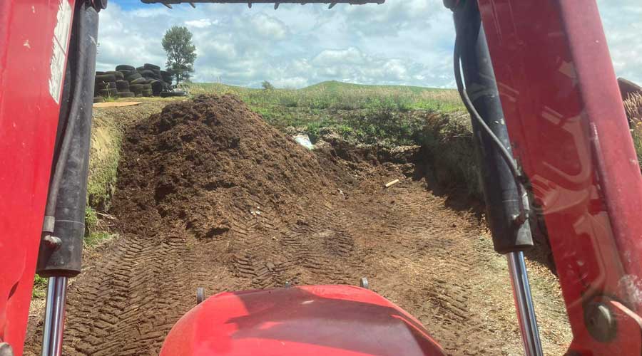 <p>Compost pile in converted silage pit</p>