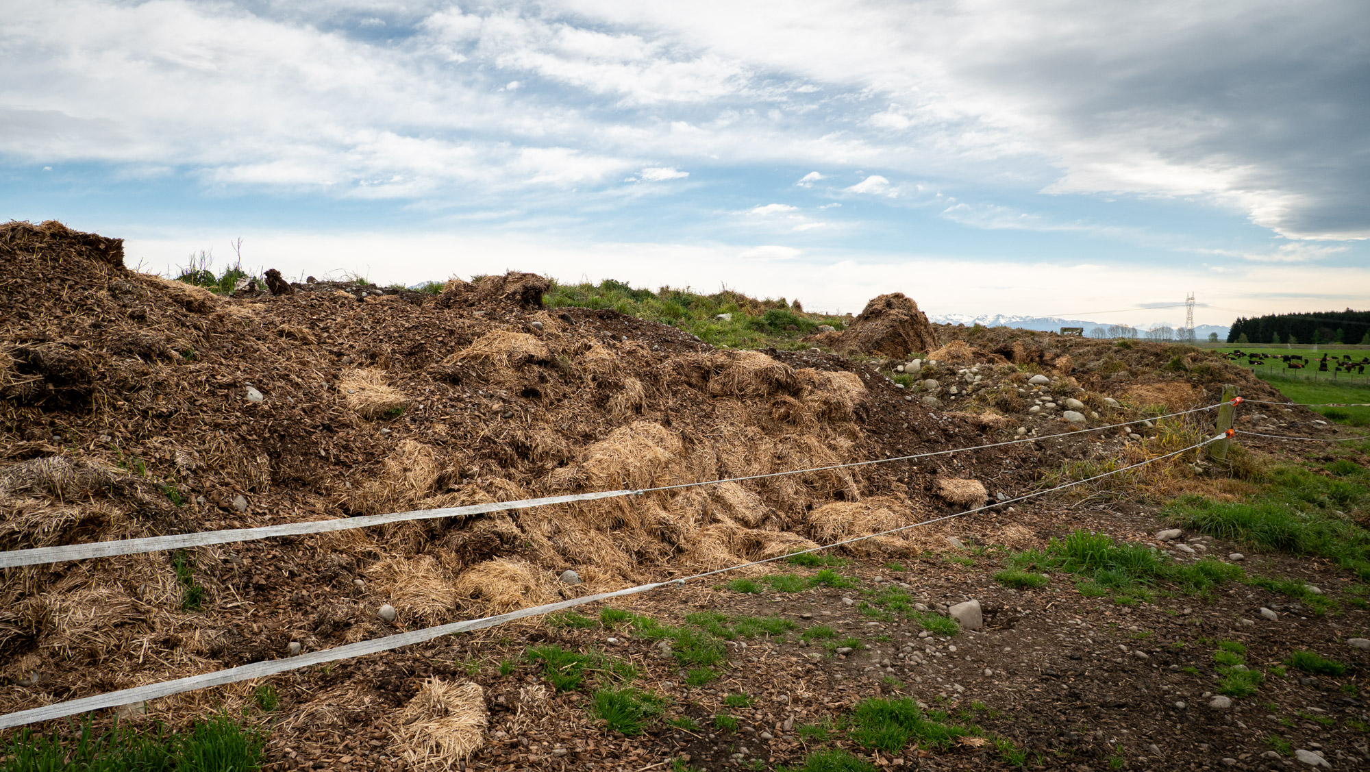 <p>Compost pile fenced off from stock</p>
