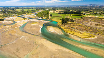 Ashley/Rakahuri River, one of many braided rivers in Canterbury