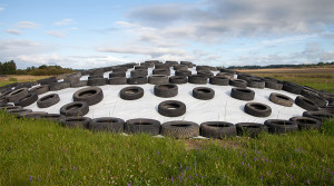 Silage covered by tires