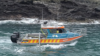 DML’s vessel MV Tranquil Image undertaking the seabed survey around Banks Peninsula.