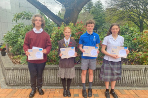 2022 Science Fair winners from Canterbury/Westland (L-R): Charlie Caddilac, Holly Fraser, Alex Withell and Millie Palmer