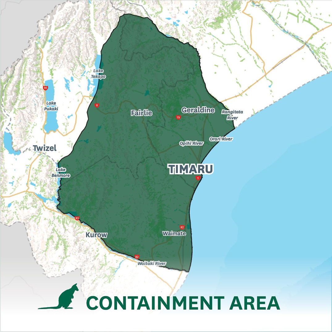 Containment map for the wallaby eradication programme