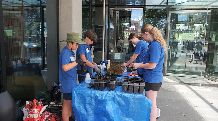 <p>Ladbrooks School set up a hands-on display outside our office</p>