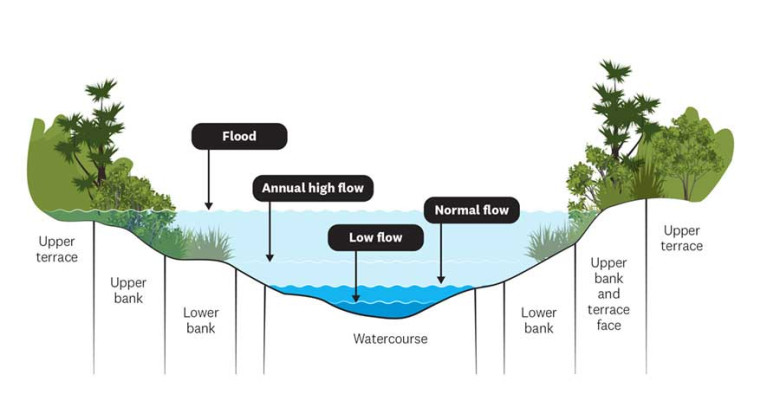 Illustration of planting zones and seasonal flows