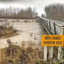 North branch Ashburton river in flood