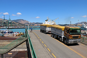 Truck transporting Lyttelton Port freight