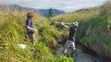 Water testing being carried out by staff in the Kaikōura catchment